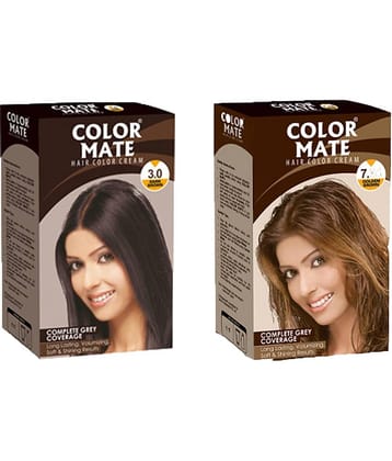 Color Mate Hair Color Cream Dark Brown_130Ml + Hair Color Cream Golden Brown_ 130Ml (Set of 2)