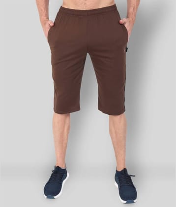 Zeffit - Brown Cotton Blend Men's Three-Fourths ( Pack of 1 )