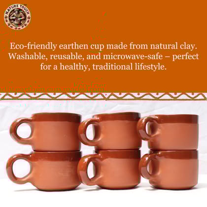 NATURE TOUCH Handcrafted Earthen Round Cups (Set of 6) Mitti Tea Cups for Desi Chai Lovers NATURE TOUCH Handcrafted Earthen Round Cups (Set of 6) Mitti Tea Cups for Desi Chai Lovers