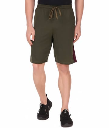 KZALCON Green Cotton Blend Outdoor & Adventure Shorts Single