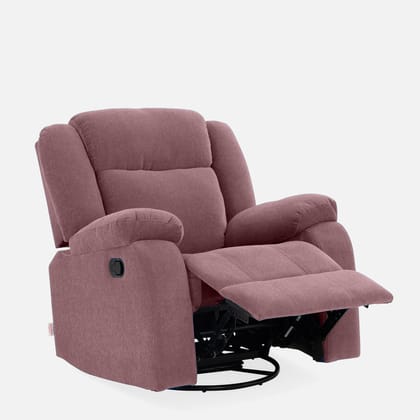 Avalon - Rocking & Rotating Single Seater Fabric Recliner In Pink Colour