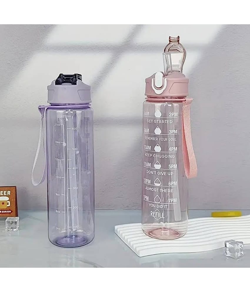 QMKT 900ml Clear Motivation Sipper Bottle (Mix Color) Assorted Plastic Sipper Water Bottle 900 mL ( Set of 1 )