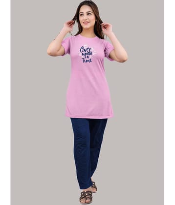 URBE - Pink Cotton Blend Women's Nightwear Nightsuit Sets ( Pack of 1 )