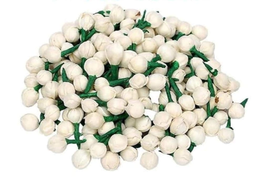 Nawani Artificial Mogra Buds/Jasmine Flower for Jewellery Making, Craft Material (App 250 Buds), Size 1 cm and Material Fabric. - Pooja Needs | Buy online on ZillyBuy