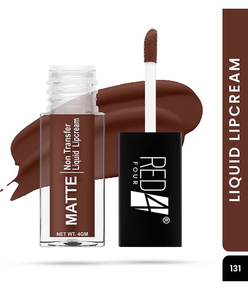 RED 4 Coffee Brown Matte Long Lasting Liquid Lipstick ( Pack of 1 )