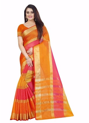 Generic Women's Kota Doria Cotton Plain Saree With Blouse (Multicolor, 5-6  Mtr)