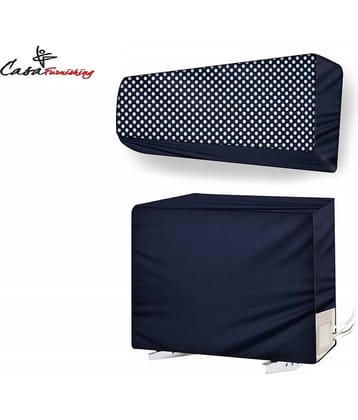 CASA FURNISHING Set of 2 Polyester navy AC Cover for 1.5 Ton Split AC