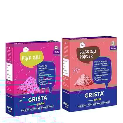 CRISTA Pink Salt And Black Salt Powder Combo Pack, 500 gm Each - Pack of 2 CRISTA Pink Salt And Black Salt Powder Combo Pack, 500 gm Each - Pack of 2
