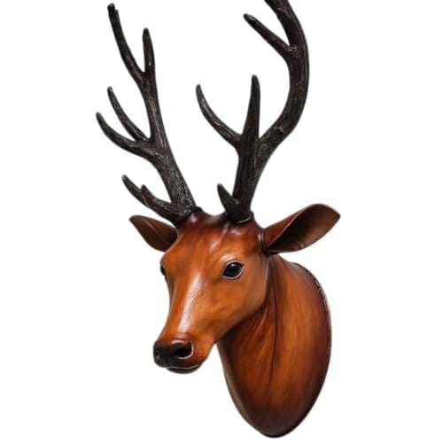 Wall Mounted Barasinga Deer Head Showpiece Brown | Decorative Deer Wall Hanging Sculpture for Living Room Bedroom