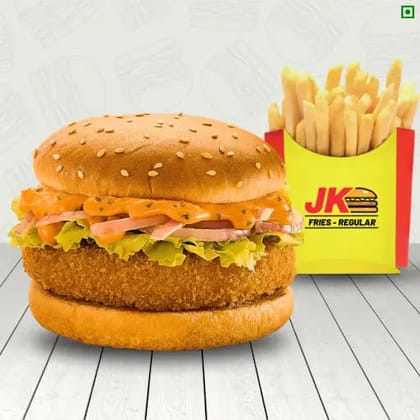 Zesty Paneer Burger + Fries