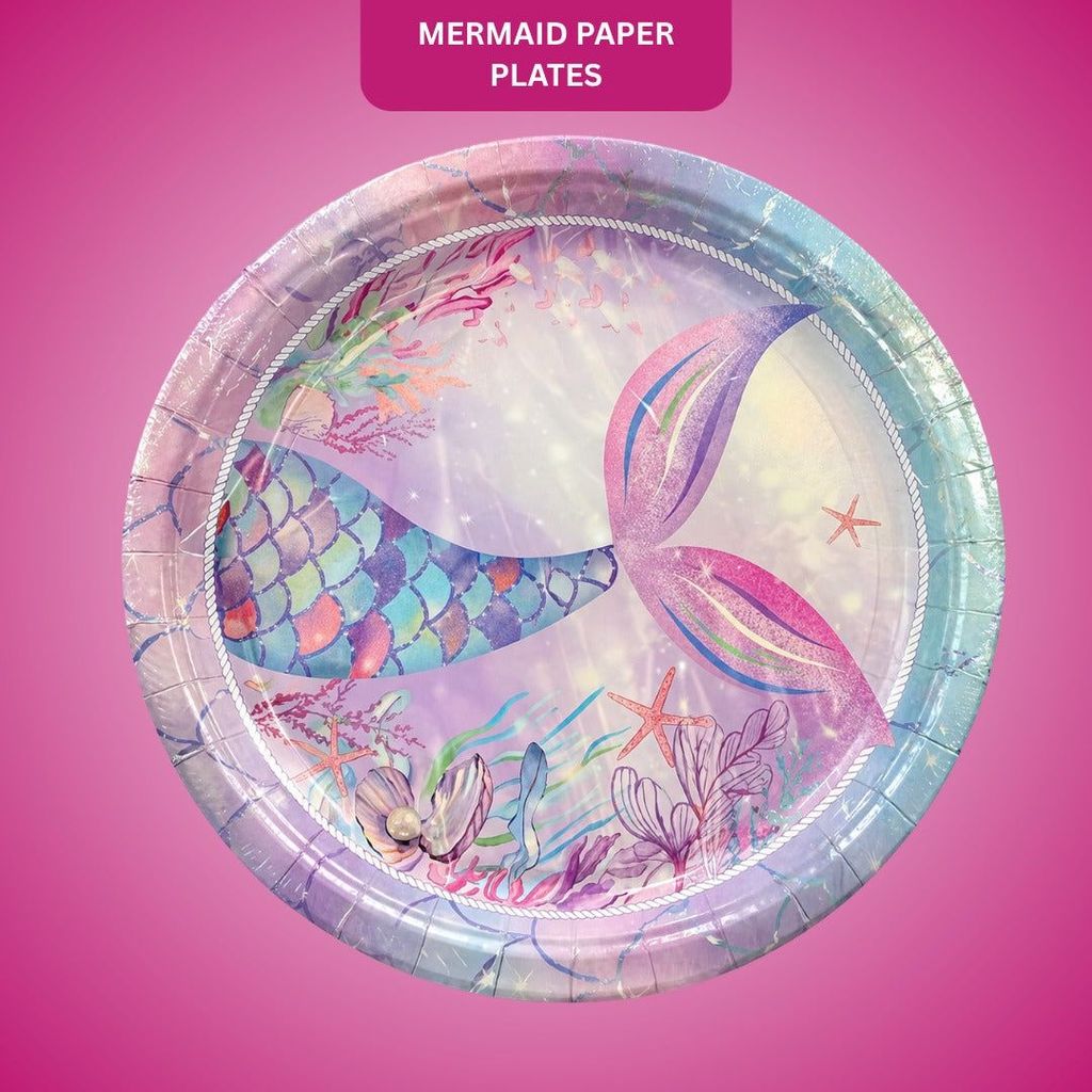 Mermaid Theme Party Paper Plates - 9 inches - 10PC - Party and Festive Needs | Buy online on ZillyBuy