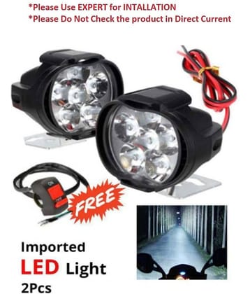 Om  6 LED 10W Fog Light For Two Wheelers - Set of 2 (On/Off Switch Free)- Please Use Expert for Installation