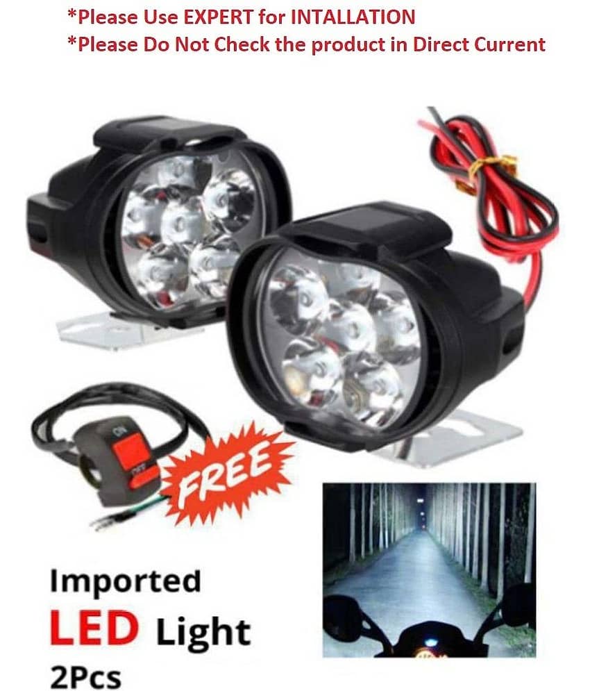 Om  6 LED 10W Fog Light For Two Wheelers - Set of 2 (On/Off Switch Free)- Please Use Expert for Installation