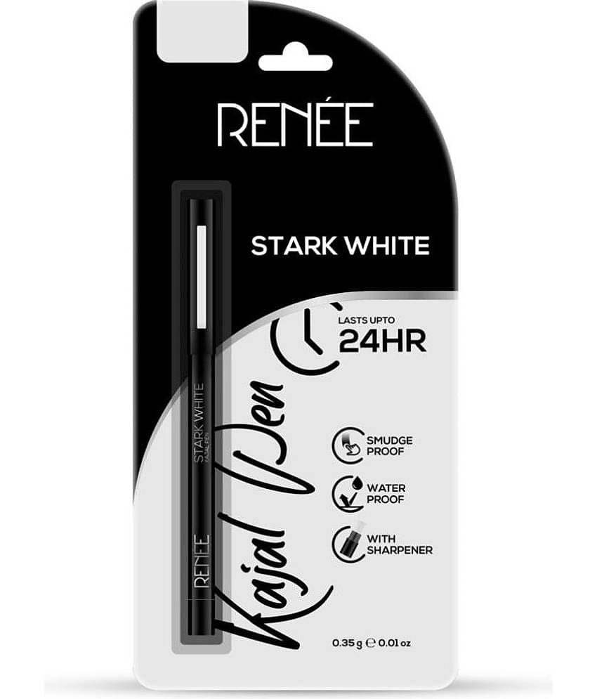 RENEE Kajal Pen with Sharpener Stark White, 24H Stay, Matte, Smudge-Proof (Stark White,0.35g)