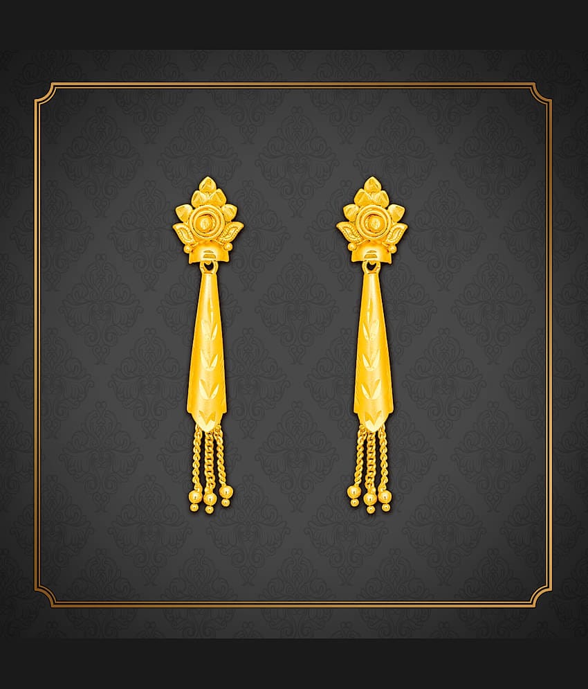 LUV FASHION Golden Drop Earrings ( Pack of 1 )