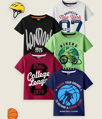 Kuchipoo Pack of 5 Boys Cotton Blend T-Shirt ( Multicolor 2 )