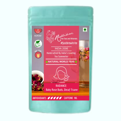 RADIANCE Baby Rose Buds Decaf Tisane - A Radiant Tisane for Romance & Relaxation (50 gm - Makes 25 Cups of Teas) by M/S RADHIKAS FINE TEAS AND WHATNOTS