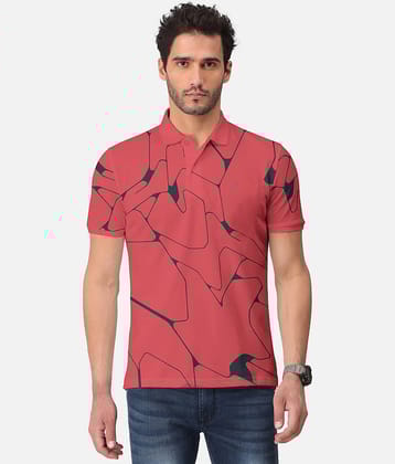 BULLMER Pack of 1 Cotton Blend Regular Fit Printed Half Sleeves Men's Polo T Shirt ( Beige )