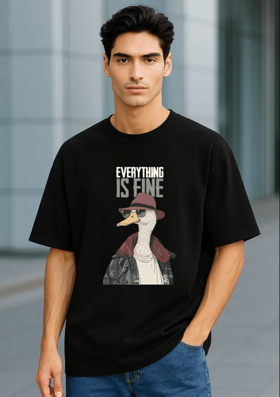 Everything is Fine Black Oversized T-shirt