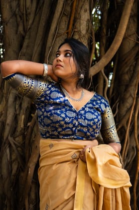 Blue Banarasi blouse-S