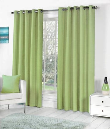 Idoleshop Set of 2 Long Door Eyelet Curtains Plain Light Green