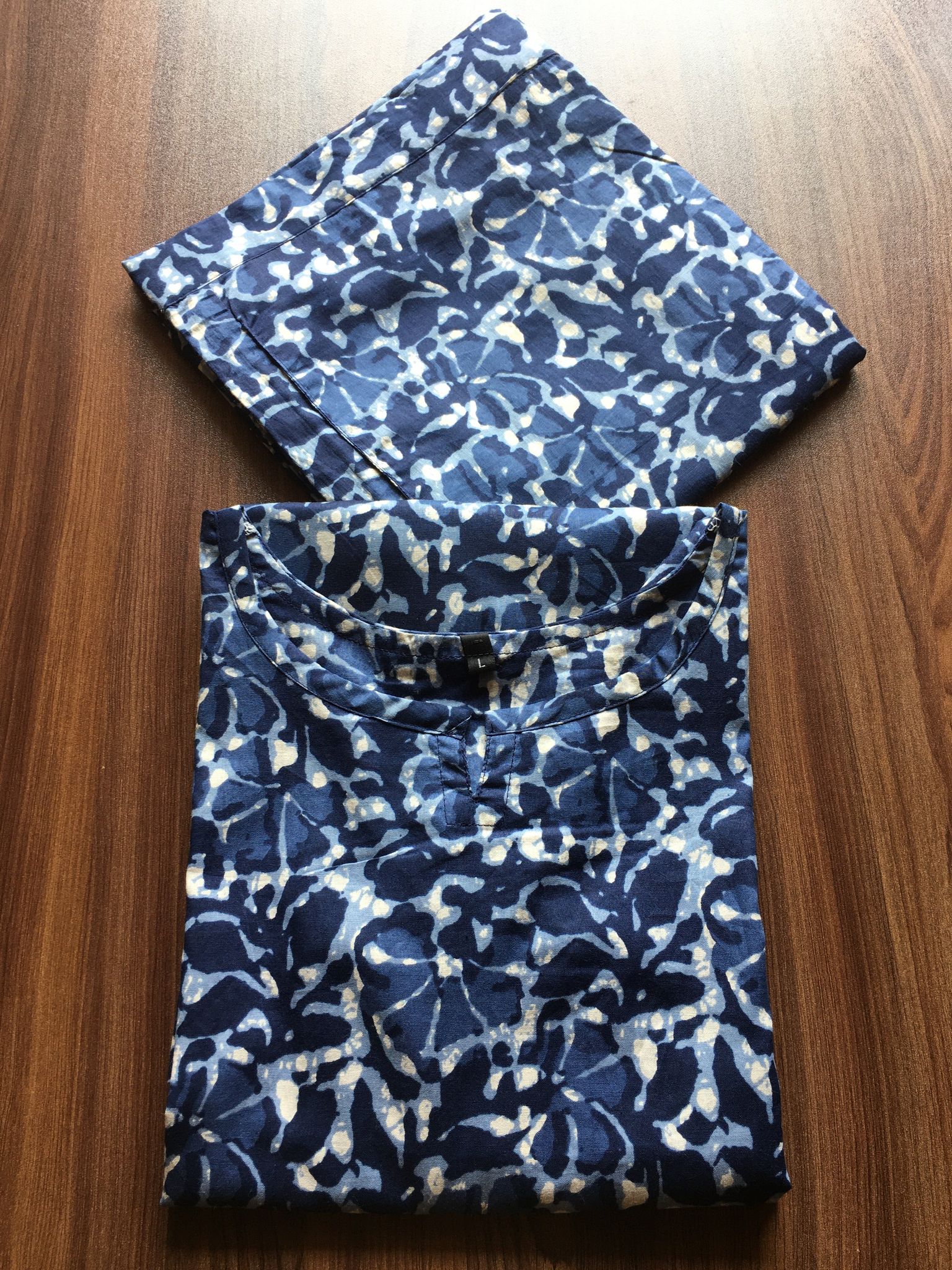 Batik Flower - Blue - Cord Set - Pure Cotton-38 - M