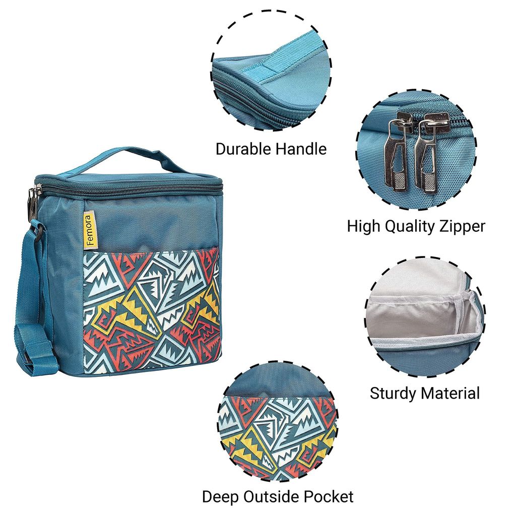 Femora Borosilicate Glass Microwave Safe Container Multipurpose Lunch Box for Office, Blue, Square-300 ml (2 Container), Rectangle-620 ml (1 Container)