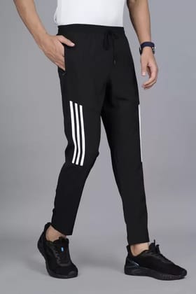 WILD MONSTER Men's White striped Black Regular Lowers M
