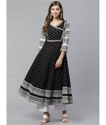 Yash Gallery Pack of 1 Cotton Blend Printed Angrakha Women's Kurti - ( Multicolor )