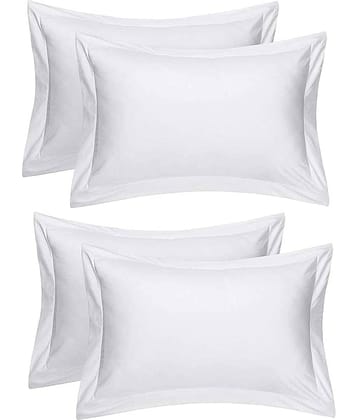 MAHALUXMI COLLECTION Pack of 4 White Pillow Cover