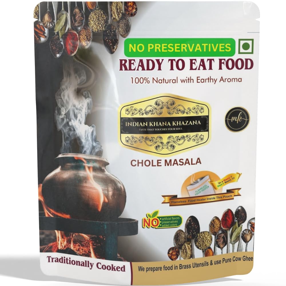 Chole Masala 300gm | Ready to Eat Food | No Added Preservative and Colours (Chole) Serve Hot Anytime Anywhere with our Flameless Food Heater inside the Pack.