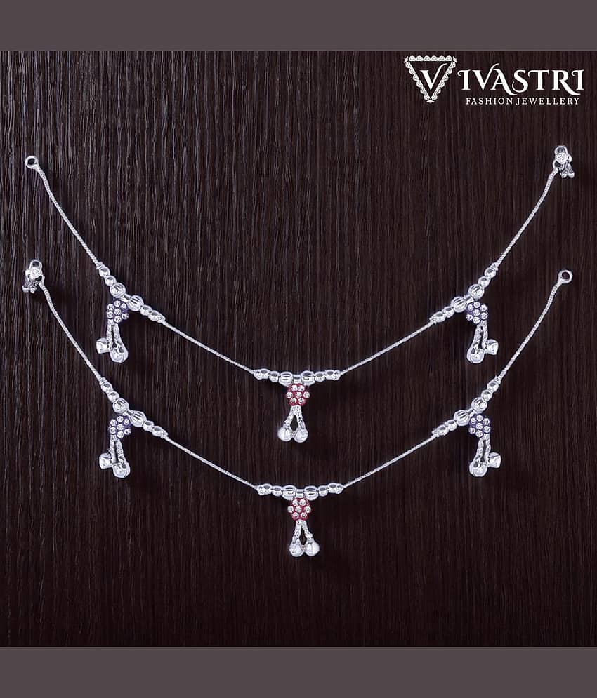 VIVASTRI Silver Anklets ( Pack of 2 )