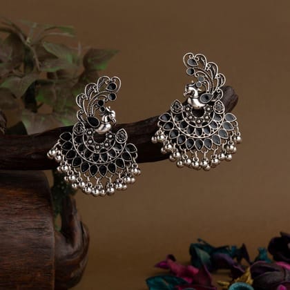 Silver Plated Peacock Designed Enamel Artwork With Beads Fas