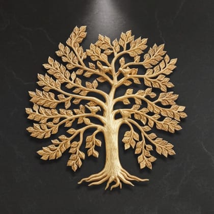 Brass Wall Hanging Tree Statue - Traditional Metal Art Decor, Height : 22.5 Inch (BSMAS1569 E)