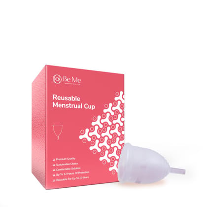 Be Me Reusable Menstrual Cup for Women| Ultra Soft, Odour & Rash Free| 100% Medical Grade Silicone| No Leakage| Protection for Up to 10-12 Hours, Pack of 1