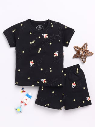 Black Rockets Print Co-ord Set-3-6 m