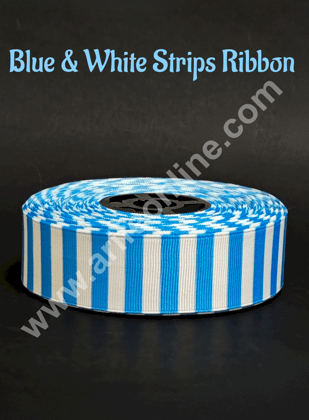 1 Roll Blue & White Stripes Ribbon | Gift Wrapping | Decoration - CAKE DECOR™