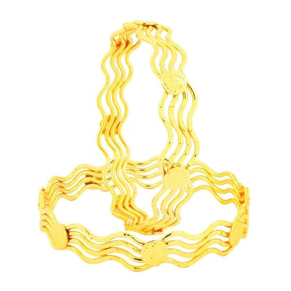 Queen Elizabeth Wedding 22K Gold Plated Bangle Pair Set Of 2 For Women-Size: 2.4 Anna OR 2.25 Inches