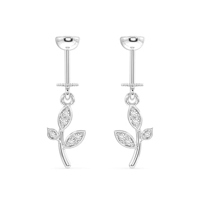 Zirconia curve leaf helix hanging charm