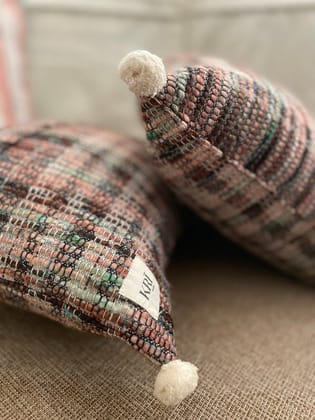 KRI India Distressed Multi Melange Cushion Covers|16x16 inches | Multicoloured | Wash & Care | 100% Cotton | Handcrafted in India. 100% organic & natural.