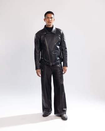 THORNS-ON-THE-SHOULDER BIKER JACKET-S