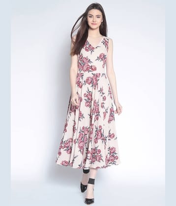 Rare Women Polyester Fit & Flare Dress ( Beige )