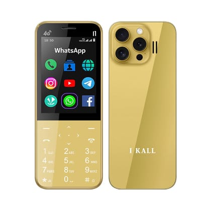 IKALL I1 4G Touch & Type Android Keypad Mobile | WiFi & 4G Sim Support | 2.8 Inch Display, 2GB Ram 16GB Storage | Supporting Wtsp, FB, Utube and Insta (Gold) Gold