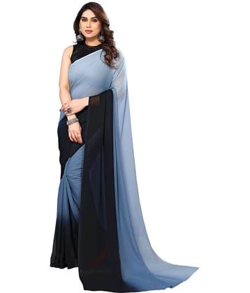 ANAND SAREES Georgette Solid Kasavu Saree With Unstitched Blouse Piece ( Grey )