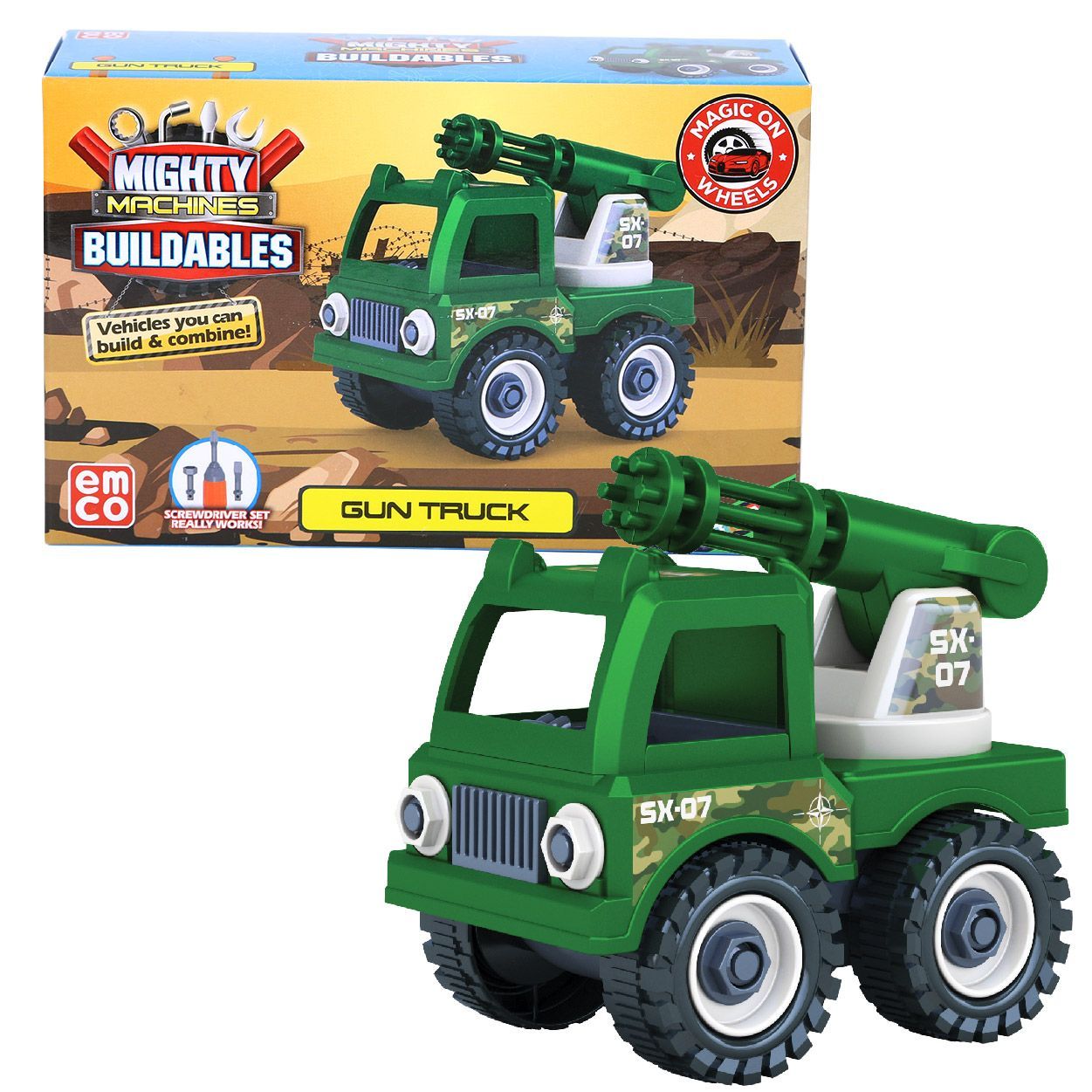 Mighty Machines Buildables - Gun Truck For Kids 3 Years and Above