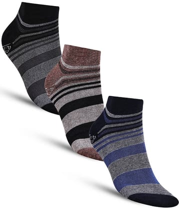 Dollar - Cotton Men's Striped Multicolor Ankle Length Socks ( Pack of 3 )