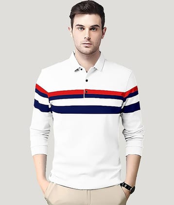 AUSK Pack of 1 Cotton Blend Regular Fit Striped Full Sleeves Men's Polo T Shirt ( Green )