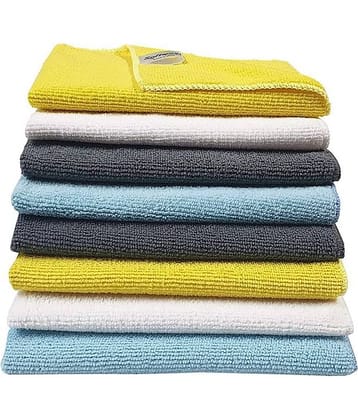 SOFTSPUN Microfiber Cleaning Cloths, 8 pcs 40x40cms 280GSM Multi-Color. Highly Absorbent, Lint and Streak Free, Multi - Purpose Wash Cloth for Kitchen, Car, Window, Stainless Steel, Silverware.
