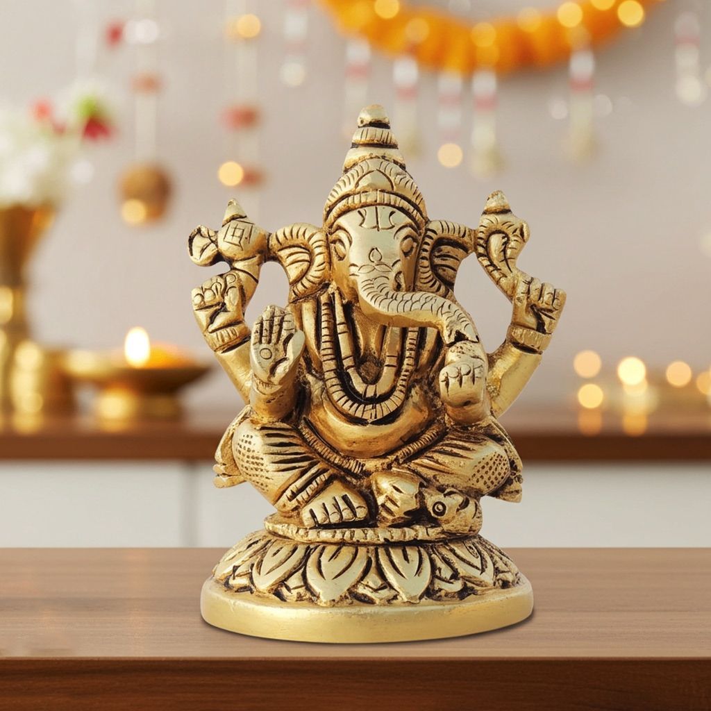 Brass Showpiece Ganesh Ji God Idol Statue (BSMAS1617 G)
