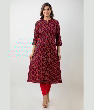MAUKA - Red Rayon Women's Straight Kurti ( Pack of 1 )